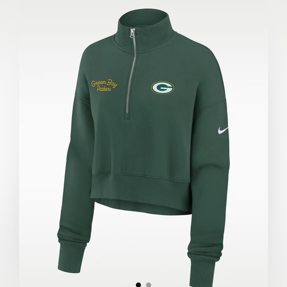 Nike Green Bay Packers Phoenix Women’s NFL Cropped 1/4-Zip Sweatshirt XL NEW - Picture 1 of 4